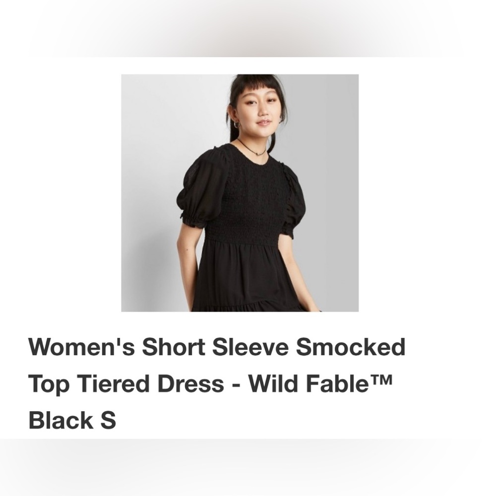 Target Wild Fable black smocked dress size S.